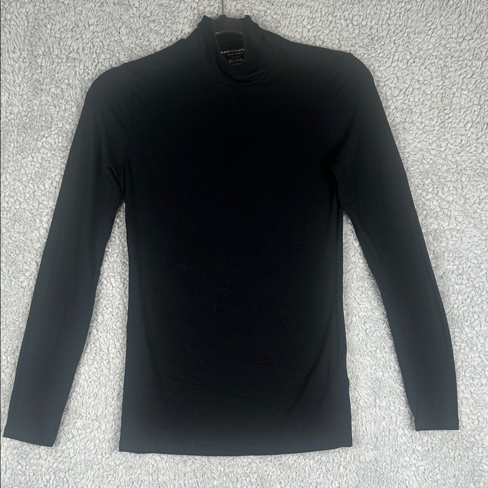Majestic Filatures Deluxe Teesh Cowl Neck Long Sleeve Black Top Women’s Size S